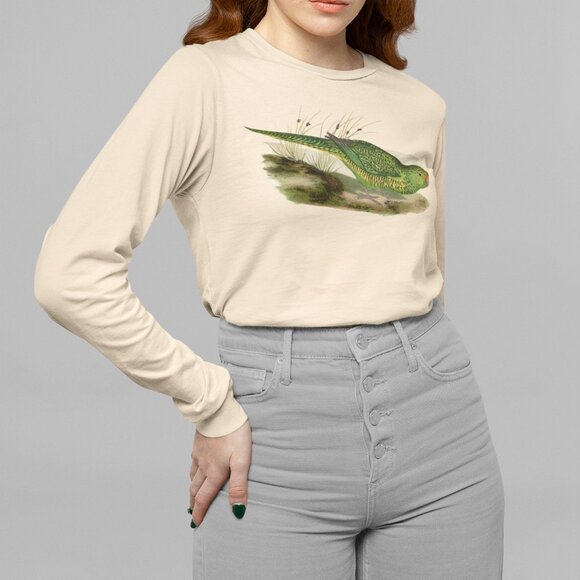 Outfit Bits Tops - Ground Parrot Vintage Print Long Sleeve Graphic Tee T-shirt S M L XL